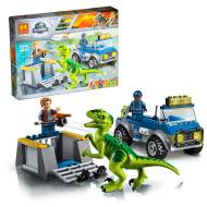 Конструктор BL Dinosaur World 10919 «Грузовик спасателей для перевозки раптора» (Juniors Jurassic World Raptor Rescue Truck 10757), 26.0x19.0x4.5 см, 102 деталей