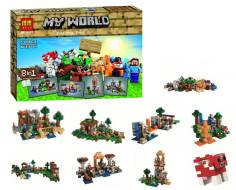 Конструктор BL 10177 MY WORLD "Верстак: 8 сюжетов в 1" (аналог LEGO Minecraft  21116), 43.0х28.0х9.0 см, 517 деталей